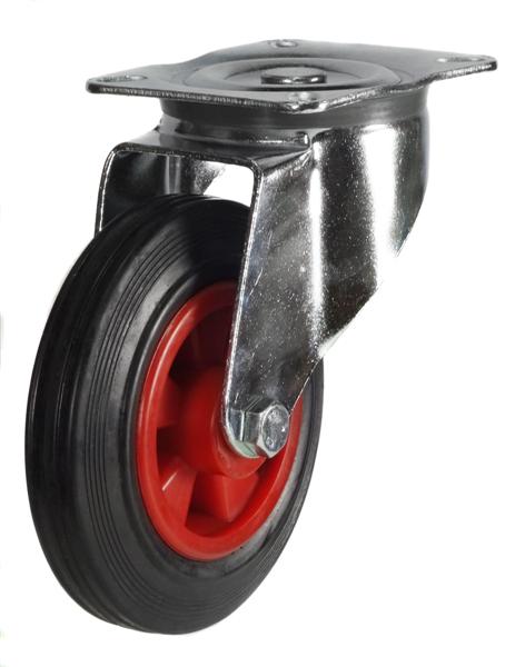 DR Series; Pressed Steel/Black Rubber castors