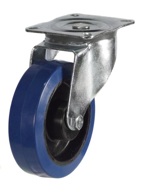 DR Series; Pressed Steel/Blue Elastic Rubber castor