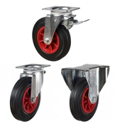 Black Rubber on Red Plastic Centre Castors Black Rubber on Red Plastic Centre Castors