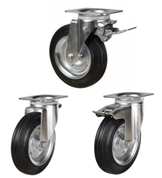 Black Rubber on Steel Castors Black Rubber on Steel Castors