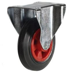 125mm Rubber Fixed Castor | Large Plate | 100kg 