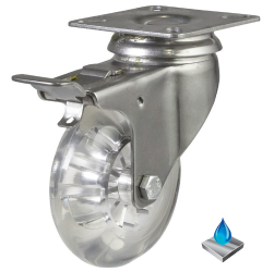 50mm Stainless Steel Non-Marking Braked Castor [50kg max load]