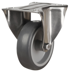 80mm Stainless Steel Non-Marking Rubber Fixed Castor | 60kg
