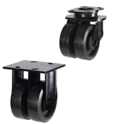 2400kg / 150mm Twin Wheel Heavy Duty Rubber on Cast Iron Castors