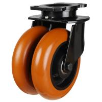 DNGRPTRP Round Profile Polyurethane on Cast Iron Twin Wheel Swivel Castors