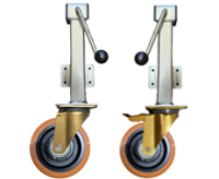 Heavy Duty Polyurethane on Cast Iron Round Profile Wind Up Jacking Castors Heavy Duty Polyurethane on Cast Iron Round Profile Wind Up Jacking Castors