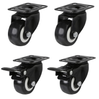 Set of 4 Light Load Black Polyurethane Castors Set of 4 Light Load Black Polyurethane Castors