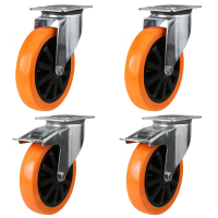 Sets of 4 Heavy Duty Polyurethane on Nylon Castors - 1050kg Load Sets of 4 Heavy Duty Polyurethane on Nylon Castors - 1050kg Load