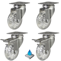 Sets of 4 Light Duty Stainless Steel Non-Marking Castors - 120kg to 240kg Load