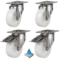 Sets of 4 Stainless Steel Nylon Castors - 600kg Load to 1050kg Load