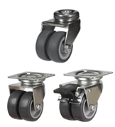 Twin Wheel Non-Marking Grey Rubber Castors [DR2TPR]