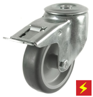 100mm Non-Marking Anti-Static Rubber Braked Castor [80kg max load]