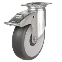 100mm Synthetic Non-Marking Rubber Braked Castors