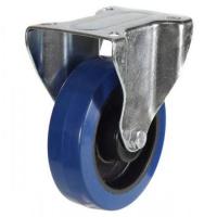 125mm Blue Elastic Rubber Fixed Castor Up To 250kg Capacity