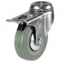 125mm Synthetic Grey Rubber Bolt Hole Braked Castor Up To 100kg Capacity