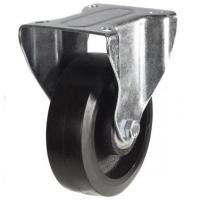 125mm Rubber on Cast Iron Fixed Castor | Large Plate | 190kg