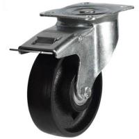 125mm medium duty braked castor cast iron wheel