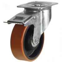 150mm medium duty braked castor poly/cast wheel