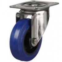 160mm medium duty Stainless Steel swivel castor blue elastic rubber wheel