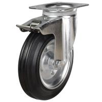 160mm Rubber Tyre On Steel Disk Centre & Rubber Tyre On Plastic Braked Castors