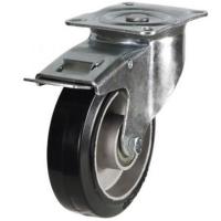 160mm medium duty braked castor elastic rubber ally wheel