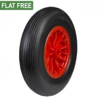 400mm PU Flat Free Wheel [Roller Bearing] [120kg max load]
