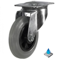 80mm Stainless Steel Non-Marking Rubber Fixed Castor [65kg max load]