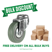 BULK BUY / 50mm Non-Marking Rubber Bolt Hole Castor | 40kg