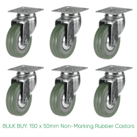 BULK BUY / 50mm Non-Marking Rubber Castor | 40kg