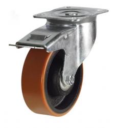 100mm medium duty braked castor poly/cast wheel