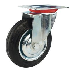 100mm / 40kg Black Rubber Wheel on Swivel Castor