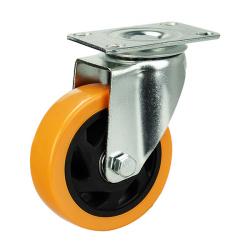 100mm / 90kg Orange Poly Nylon Wheel on Swivel Castor