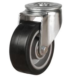 Heavy Duty 100mm Elastic Rubber on Aluminium Swivel Castor - 180kg Load