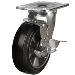 Heavy Duty 100mm Elastic Rubber on Aluminium Swivel Castor - 220kg Load