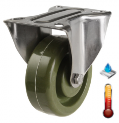 100mm High Temperature Resistant Stainless Steel Fixed Castor [200kg max load]
