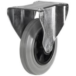 Medium Duty 100mm Non-Marking Grey Rubber Fixed Castor - 75kg Load