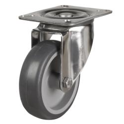 Medium Duty 100mm Synthetic Non-Marking Rubber Swivel Castor - 80kg Load