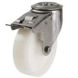 Medium Duty 100mm Nylon Swivel Braked Castor - 200kg Load