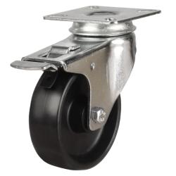 Light Duty 100mm Polypropylene Swivel Braked Castor - 80kg Load
