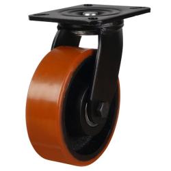 Heavy Duty 100mm Polyurethane on Cast Iron Swivel Castor - 450kg Load Heavy Duty 100mm Polyurethane on Cast Iron Swivel Castor - 450kg Load