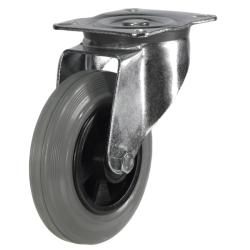 Medium Duty 100mm Non-Marking Grey Rubber Swivel Castor - 75kg Load