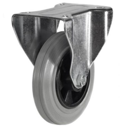 Light Duty Stainless Steel 100mm Non-Marking Grey Rubber Fixed Castor - 75kg Load