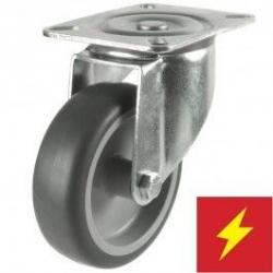 100mm medium duty swivel castor grey rubber wheel antistatic