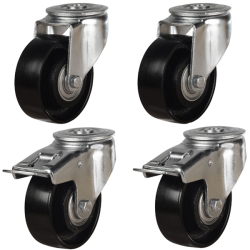 125mm Cast Iron Bolt Hole Castors - 1050kg - Set of 4 (2 Swivel & 2 Swivel Braked)