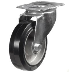 Medium Duty 125mm Elastic Rubber on Aluminium Large Plate Swivel Castor - 200kg Load
