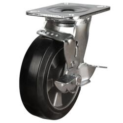 Heavy Duty 125mm Elastic Rubber on Aluminium Swivel Castor - 250kg Load