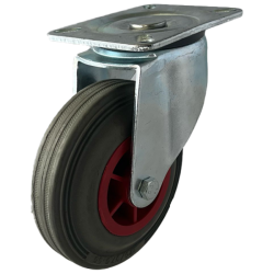 Medium Duty 125mm Non-Marking Rubber on Plastic Swivel Castor - 100kg Load