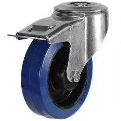 Medium Duty 125mm Non-Marking Rubber Swivel Braked Castor - 250kg Load