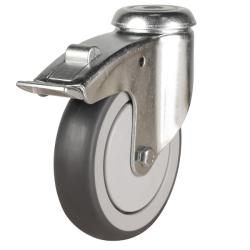 Light Duty 125mm Synthetic Non-Marking Rubber Swivel Braked Castor - 110kg Load