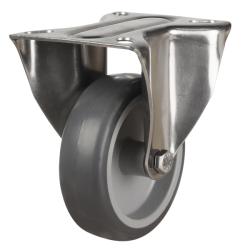 Medium Duty 125mm Synthetic Non-Marking Rubber Fixed Castor - 100kg Load